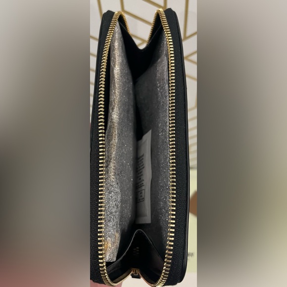 BURBERRY Ellerby Black Leather Icon Stripe Canvas Zip Around Continental Wallet - Picture 9 of 13